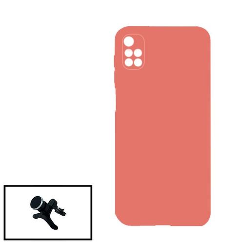 Kit Support Magnétique Renforcé De Voiture + Coque Silicone Liquide Pour Xiaomi Redmi Note 11 4g - Rose