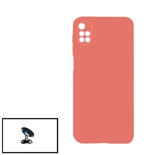 Kit Support Magnétique De Voiture + Coque Silicone Liquide Pour Xiaomi Redmi Note 11 4g - Rose