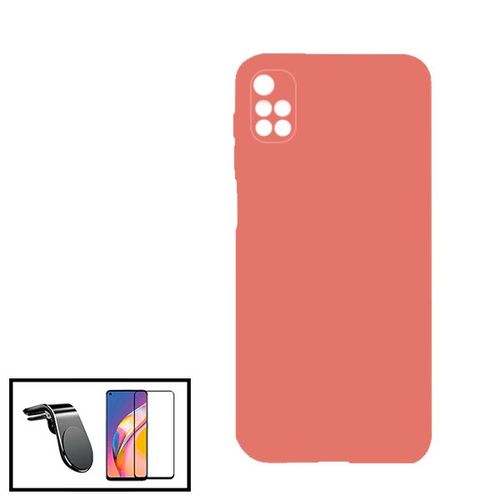 Kit Film De Verre Trempé 5d Full Cover + Coque Silicone Liquide + Support Magnétique L Conduite En Toute Sécurité Pour Xiaomi Redmi Note 11 4g - Rose