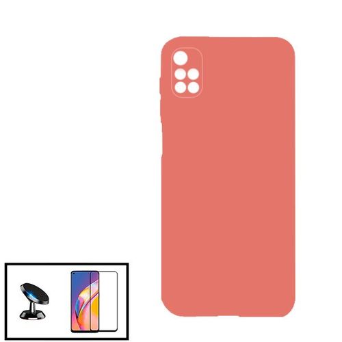 Kit Film De Verre Trempé 5d Full Cover + Coque Silicone Liquide + Support Magnétique De Voiture Pour Xiaomi Redmi Note 11 4g - Rose
