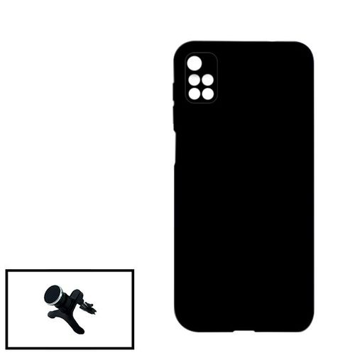 Kit Support Magnétique Renforcé De Voiture + Coque Silicone Liquide Pour Xiaomi Redmi Note 11 4g - Noir