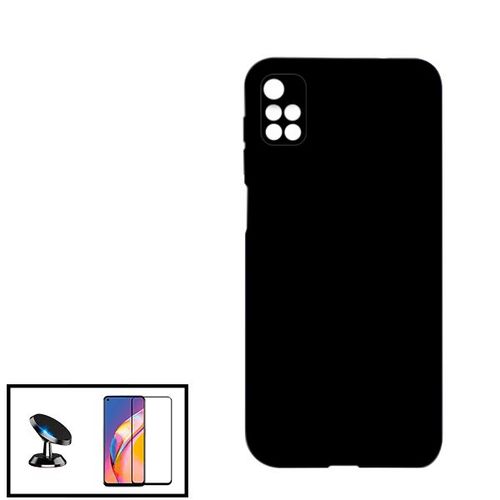 Kit Film De Verre Trempé 5d Full Cover + Coque Silicone Liquide + Support Magnétique De Voiture Pour Xiaomi Redmi Note 11 4g - Noir