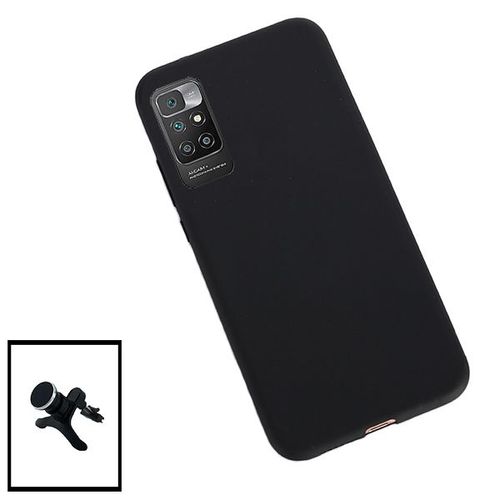 Kit Support Magnétique Renforcé De Voiture + Coque Silicone Liquide Pour Xiaomi Redmi Note 11 4g