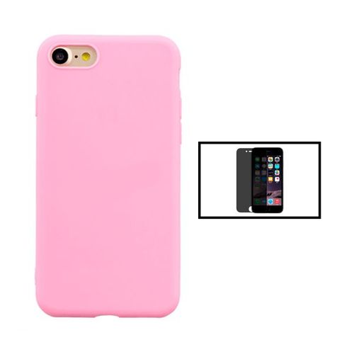 Kit Film Verre Trempé 5d Anti-Spy + Coque Silicone Liquide Pour Iphone Se 2022 - Rose