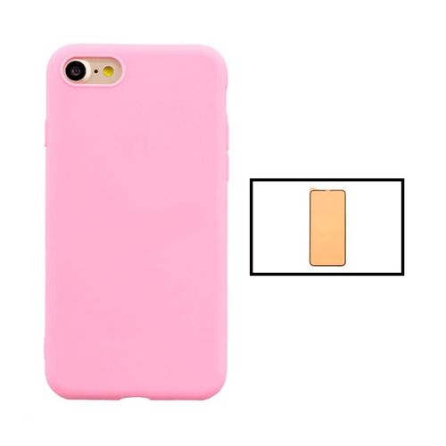 Kit Film De Verre Trempé Ceramicglass Full Cover + Coque Silicone Liquide Pour Iphone Se 2022 - Rose