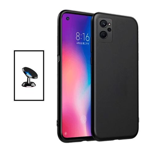 Kit Support Magnétique De Voiture + Coque Silicone Liquide Pour Realme 9i - Noir