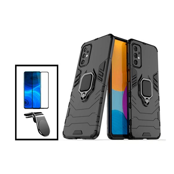 Kit Film Verre Trempé 5d Full Cover + Coque 3x1 Military Defender + Support Magnétique L Safe Driving Voiture Pour Samsung Galaxy A33 5g - Noir