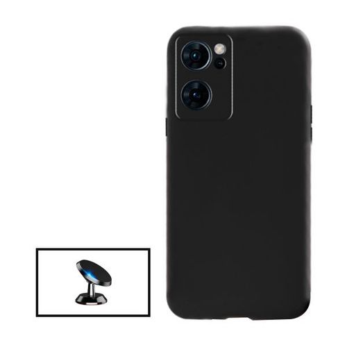 Kit Support Magnétique De Voiture + Coque Silicone Liquide Pour Oppo Find X5 Lite - Noir