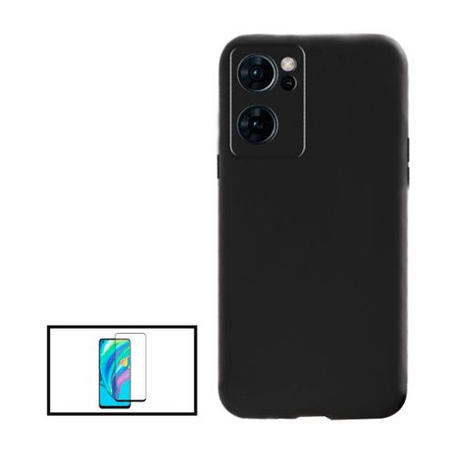 Kit Film Verre Trempé 5d Full Cover + Coque Silicone Liquide Pour Oppo Find X5 Lite - Noir
