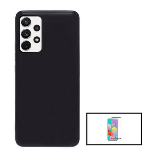 Kit Film Verre Trempé 5d Full Cover + Coque Silicone Liquide Pour Samsung Galaxy A33 5g - Noir