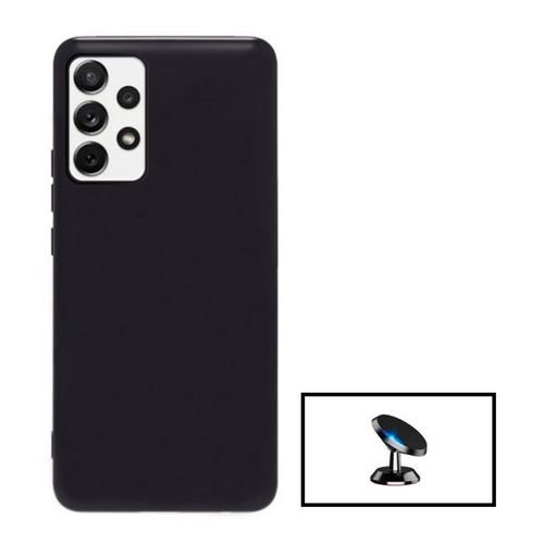 Kit Support Magnétique De Voiture + Coque Silicone Liquide Pour Samsung Galaxy A23 - Noir