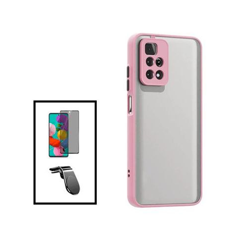 Kit Coque Anti Choque Caméra Protection + Verre Trempé 5d Anti-Spy + Support Magnétique L Safe Driving Voiture Pour Xiaomi Poco X4 Pro 5g - Rose