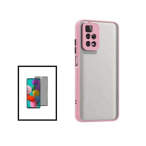 Kit Coque Anti Choque Caméra Protection + Verre Trempé 5d Anti-Spy Pour Xiaomi Poco X4 Pro 5g - Rose