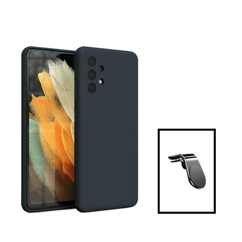 Kit Support Magnétique L Safe Driving Voiture + Coque Silicone Liquide Pour Samsung Galaxy A13 - Noir