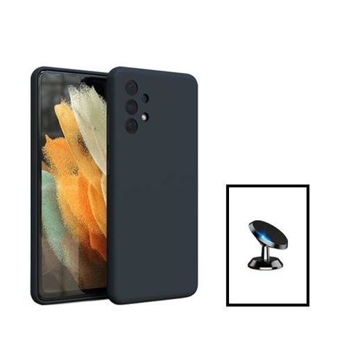 Kit Support Magnétique De Voiture + Coque Silicone Liquide Pour Samsung Galaxy A13 - Noir