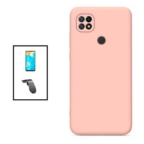 Kit Film Hydrogel Full Cover Avant + Coque Silicone Liquide + Support Magnétique L Safe Driving Voiture Pour Xiaomi Redmi 10c - Rose