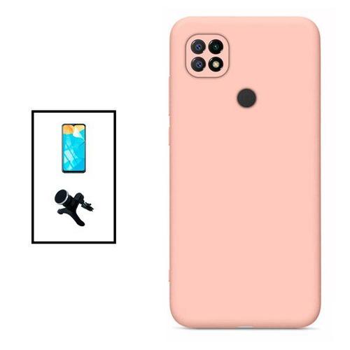 Kit Film Hydrogel Full Cover Avant + Coque Silicone Liquide + Support Magnétique De Voiture Renforcé Pour Xiaomi Redmi 10c - Rose