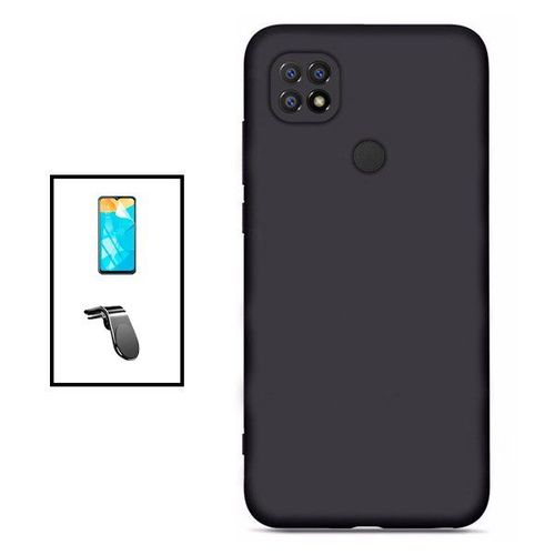 Kit Film Hydrogel Full Cover Avant + Coque Silicone Liquide + Support Magnétique L Safe Driving Voiture Pour Xiaomi Redmi 10c - Noir