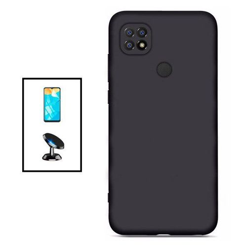 Kit Film Hydrogel Full Cover Avant + Coque Silicone Liquide + Support Magnétique De Voiture Pour Xiaomi Redmi 10c - Noir
