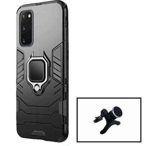 Kit Support Magnétique De Voiture Renforcé + Coque 3x1 Military Defender Pour Samsung Galaxy S20 Fe 2022 - Noir