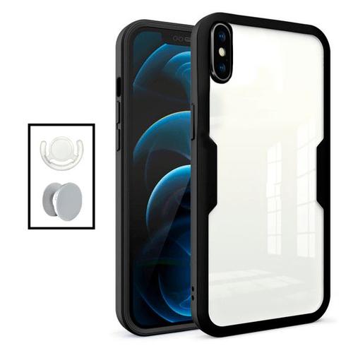 Kit Coque Anti-Crash 360 Protection + 1 Gripholder + 1 Support Gripholder Blanc Pour Apple Iphone X - Noir