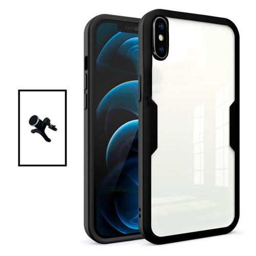 Kit Coque Anti-Crash 360 Protection + Support Magnétique De Voiture Renforcé Pour Apple Iphone X - Noir