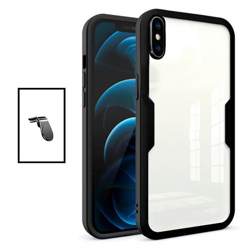 Kit Coque Anti-Crash 360 Protection + Support Magnétique L Safe Driving Voiture Pour Apple Iphone X - Noir