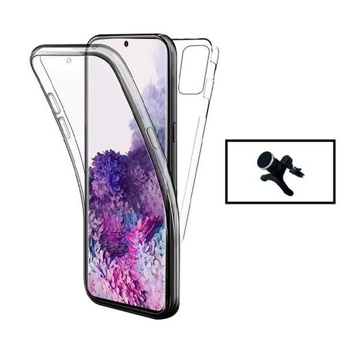 Kit Coque 3x1 360° Impact Protection + Support Magnétique De Voiture Renforcé Pour Samsung Galaxy Note 10 Lite - Transparent/Blanc