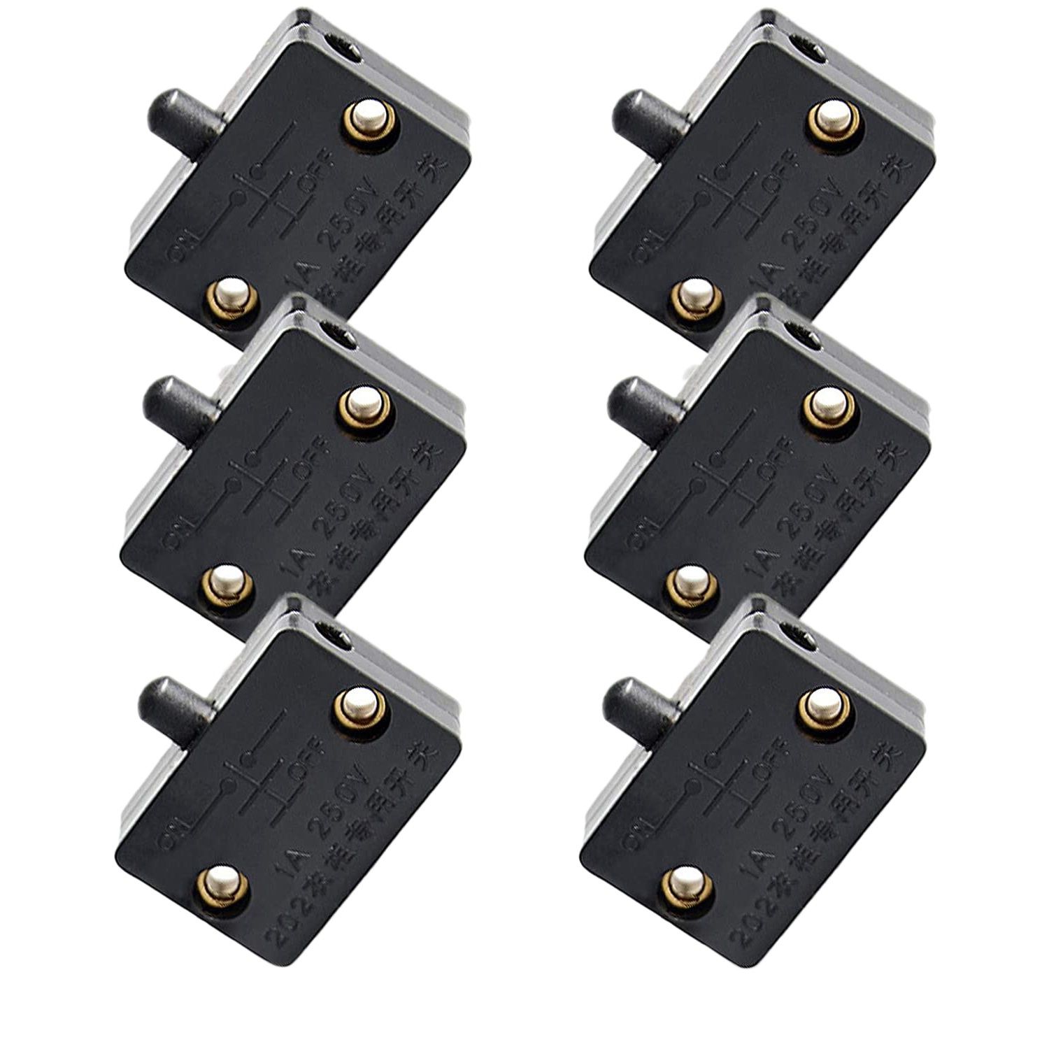 6 Interrupteurs En Ligne Unipolaires Avec LED - 250V 10A - Pour Lampe De Bureau, Applique, Petit Appareil - Blanc, Facile à Installer