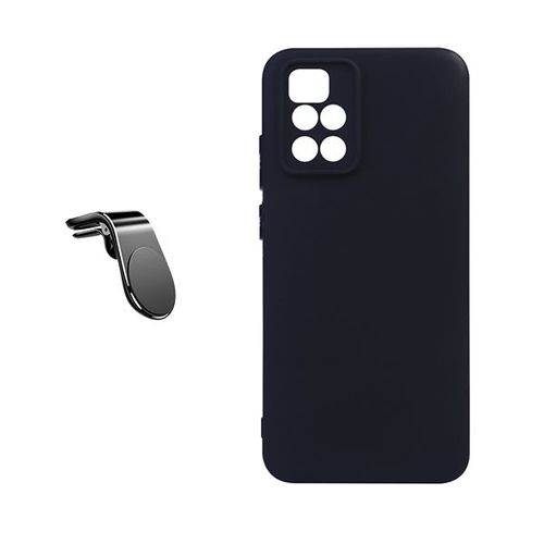 Kit Support Magnétique L Safe Driving Voiture + Coque Silicone Liquide Pour Xiaomi Redmi 10 Prime 2022 - Noir