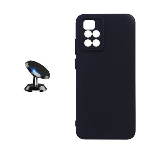 Kit Support Magnétique De Voiture + Coque Silicone Liquide Pour Xiaomi Redmi 10 Prime 2022 - Noir