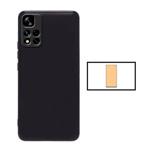 Kit Verre Trempé Ceramicglass Full Cover + Coque Silicone Liquide Pour Xiaomi Redmi 10 Prime 2022 - Noir