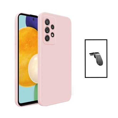 Kit Support Magnétique L Safe Driving Voiture + Coque Silicone Liquide Pour Samsung Galaxy A23 - Rose