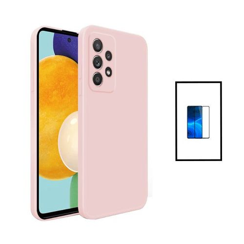 Kit Film Verre Trempé 5d Full Cover + Coque Silicone Liquide Pour Samsung Galaxy A23 - Rose