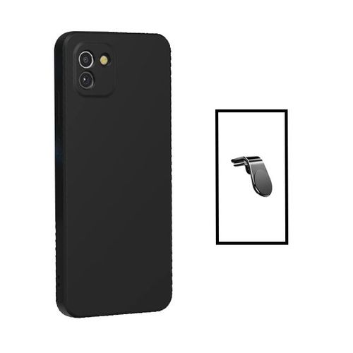 Kit Support Magnétique L Safe Driving Voiture + Coque Silicone Liquide Pour Samsung Galaxy A03 - Noir