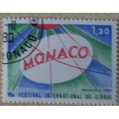 Timbre Monaco Décembre 1980 En L'honneur Du Viie Festival Du Cirque, Valeur Faciale De 1,30f.