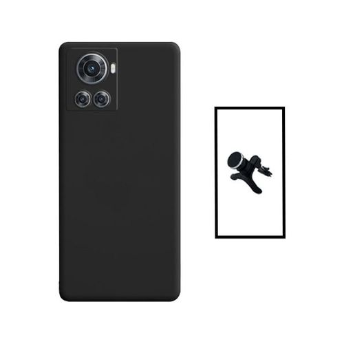 Kit Support Magnétique Renforcé De Voiture + Coque Silicone Liquide Pour Oneplus Ace - Noir