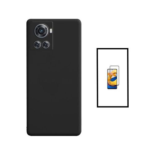 Kit Film Verre Trempé 5d Full Cover + Coque Silicone Liquide Pour Oneplus Ace - Noir