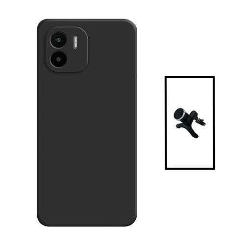 Kit Support Magnétique Renforcé De Voiture + Coque Silicone Liquide Pour Xiaomi Redmi A1 - Noir