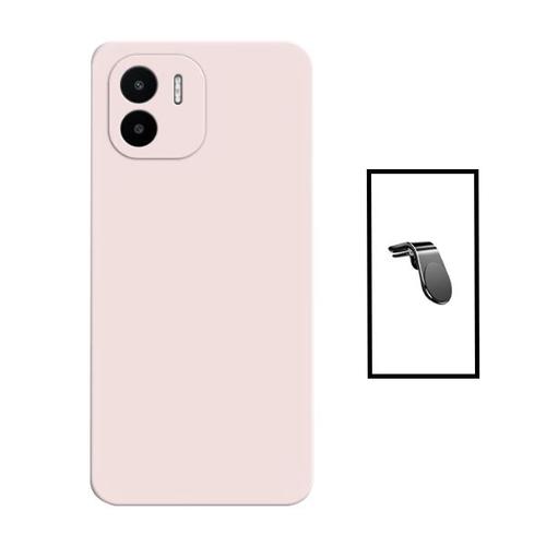 Kit Support Magnétique L Safe Driving Voiture + Coque Silicone Liquide Pour Xiaomi Redmi A1 - Rose