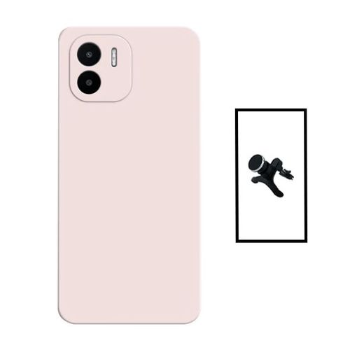 Kit Support Magnétique Renforcé De Voiture + Coque Silicone Liquide Pour Xiaomi Redmi A1 - Rose