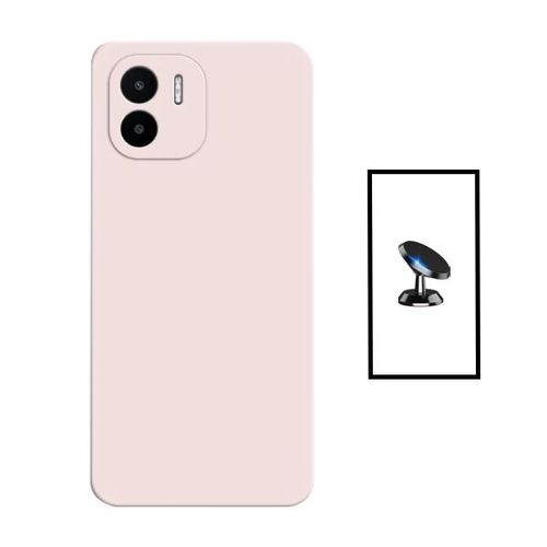 Kit Support Magnétique De Voiture + Coque Silicone Liquide Pour Xiaomi Redmi A1 - Rose