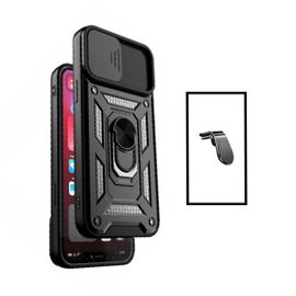 Kit Support Magnétique L Safe Driving Voiture + Coque Magnetic Military Defender Slide Window Anti-Impact Pour Xiaomi Mi 11 Lite - Noir
