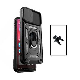 Kit Support Magnétique De Voiture Renforcé + Coque Magnetic Military Defender Slide Window Anti-Impact Pour Xiaomi Mi 11 Lite - Noir