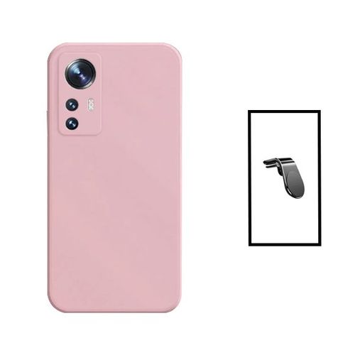 Kit Support Magnétique L Safe Driving Voiture + Coque Silicone Liquide Pour Xiaomi 12t - Rose