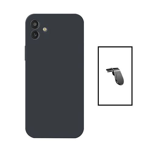Kit Support Magnétique L Safe Driving Voiture + Coque Silicone Liquide Pour Samsung Galaxy A04 - Noir