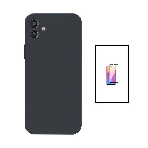 Kit Film Verre Trempé 5d Full Cover + Coque Silicone Liquide Pour Samsung Galaxy A04 - Noir