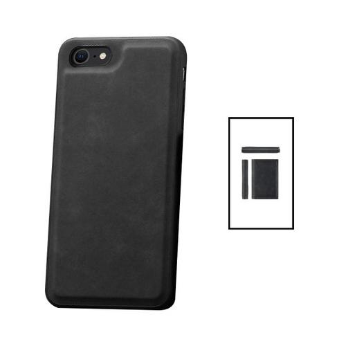 Kit Coque Magneticleather + Carteira Magnetic Wallet Pour Apple Iphone 7 - Noir