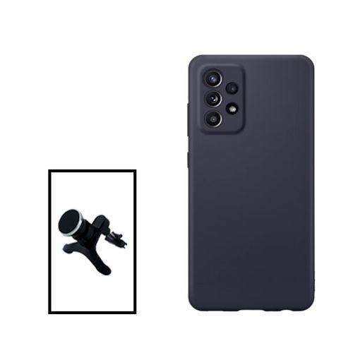 Kit Support Magnétique Renforcé De Voiture + Coque Silicone Liquide Pour Samsung Galaxy A23 5g - Noir