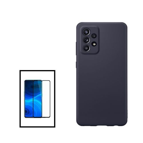 Kit Film Verre Trempé 5d Full Cover + Coque Silicone Liquide Pour Samsung Galaxy A23 5g - Noir